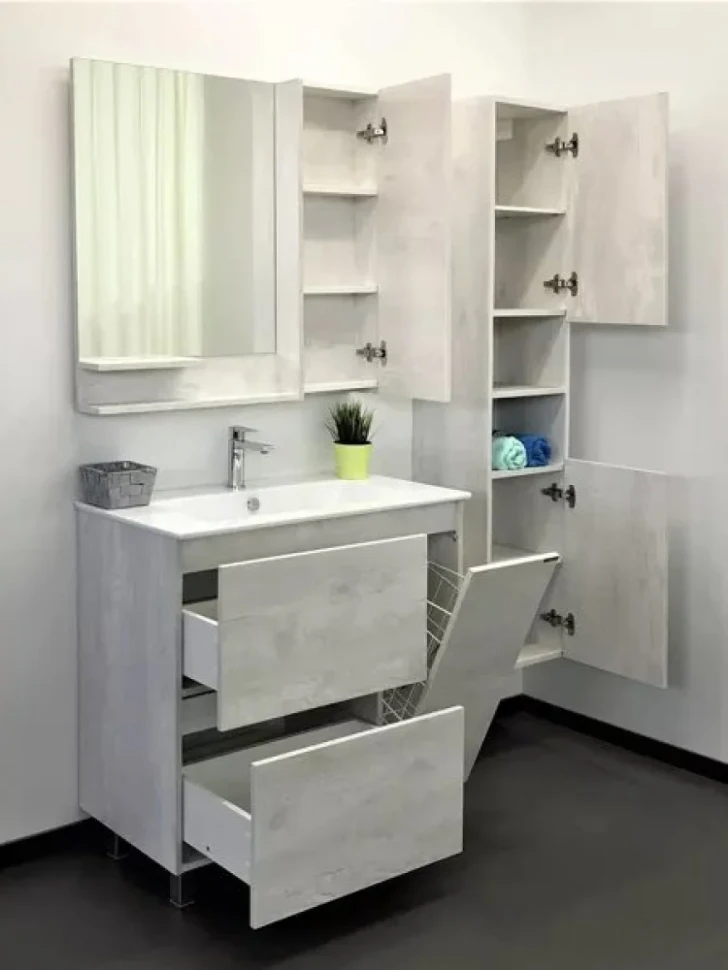 Тумба с раковиной Comforty Верона 90 напольная, белый дуб