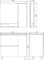 Тумба с раковиной Comforty Верона 90 напольная, белый дуб