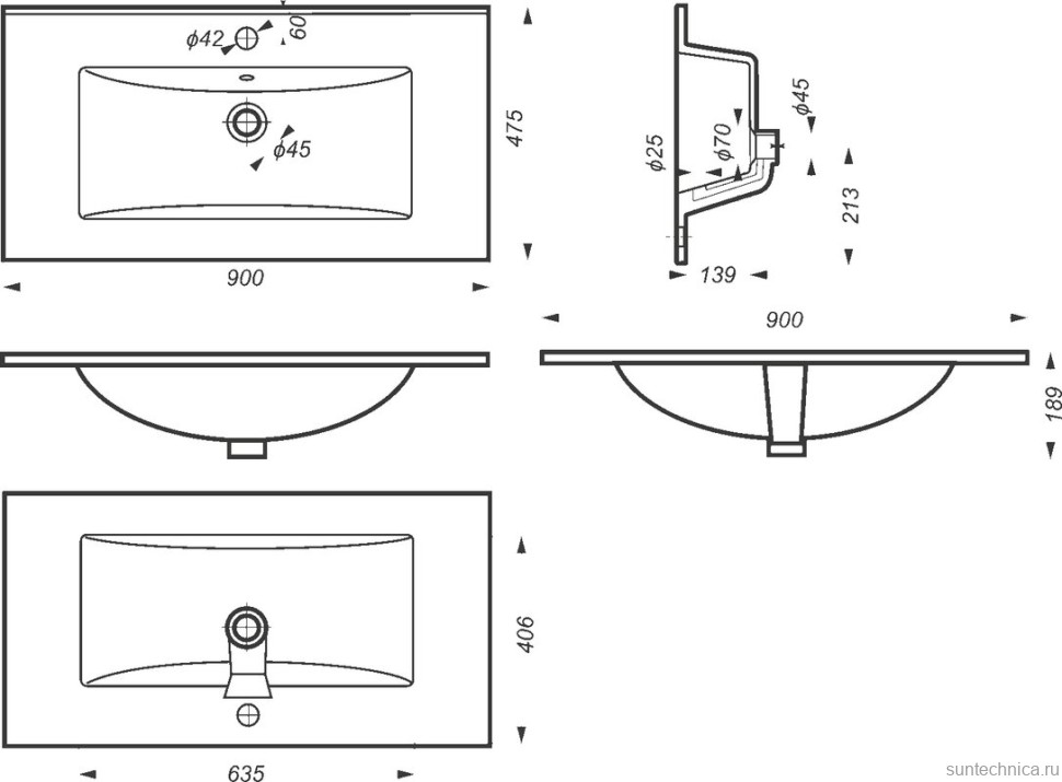 Тумба с раковиной Comforty Верона 90 напольная, белый дуб