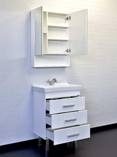 Мебель для ванной комнаты Comforty Никосия 60Н напольная, белый глянец