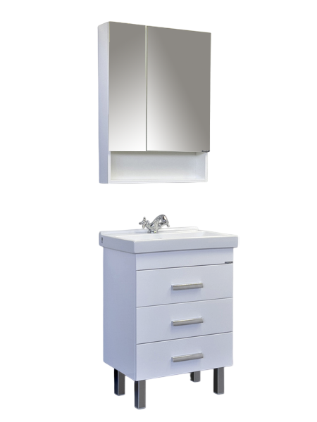 Мебель для ванной комнаты Comforty Никосия 60Н напольная, белый глянец