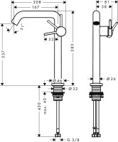 Смеситель для раковины Hansgrohe Tecturis S Fine 240 CoolStart 73370670 матовый черный