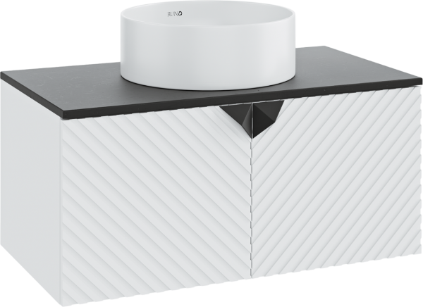 Тумба с раковиной Runo Андорра 85 белая матовая, черная, раковина Palla 40