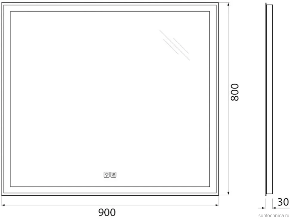Зеркало BelBagno SPC-GRT-900-800-LED-TCH-WARM с подсветкой и подогревом