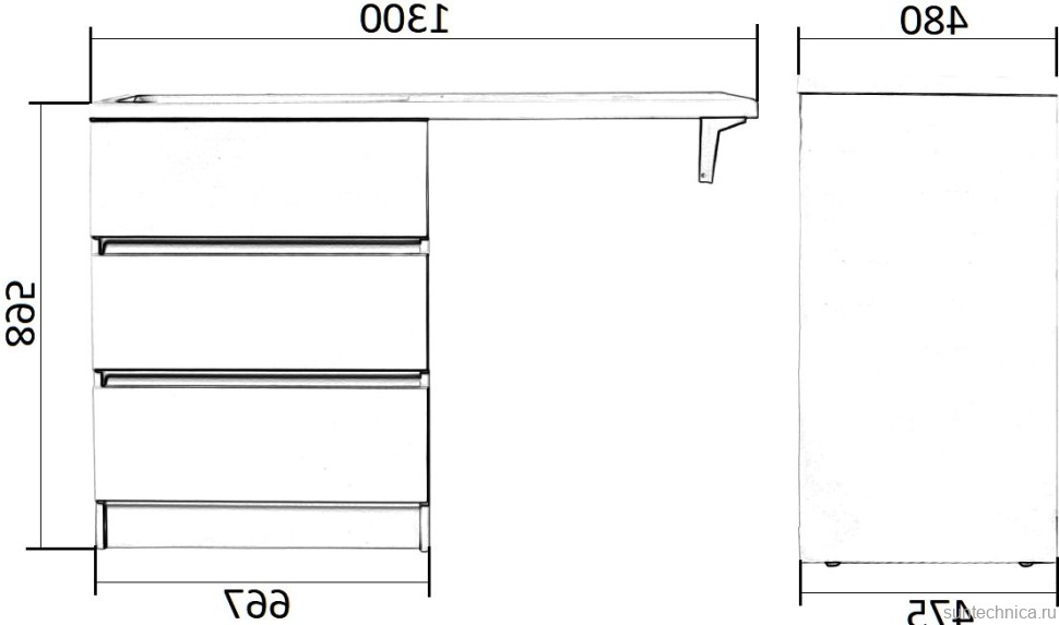 Мебель для ванной комнаты Orange Sistema 130 L под стиральную машину