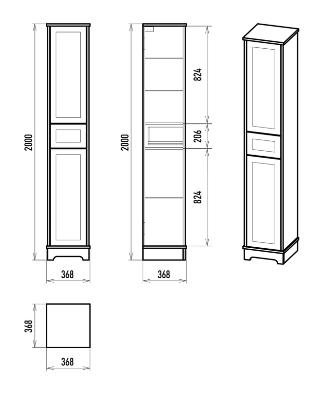 Шкаф-пенал для ванной Misty Ларго 35 R матовый белый