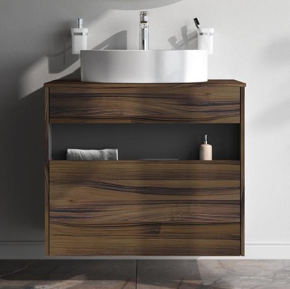 Тумба с раковиной AM.PM Func 80 дуб крафт, со столешницей, раковина M8FWCC20561WG