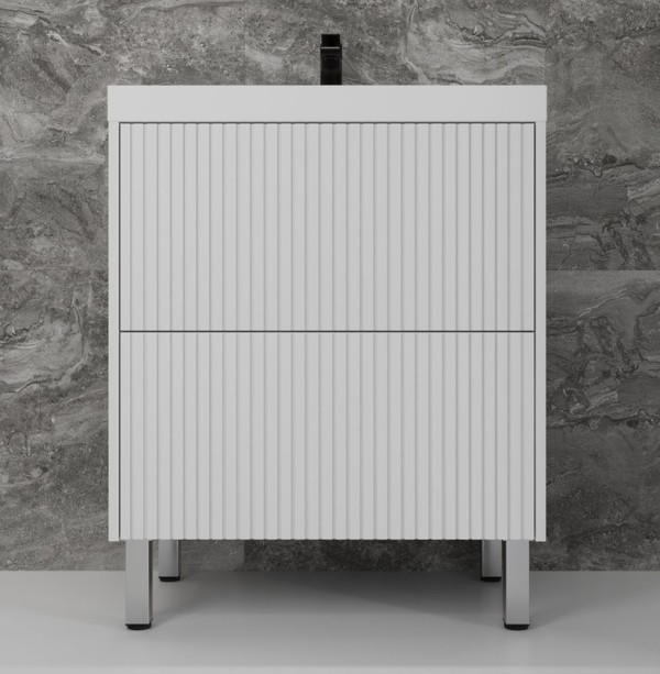 Тумба под раковину без столешницы Style Line Стокгольм 70 напольная, белый рифленый софт