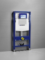 Комплект Унитаз подвесной Aqueduto Ovo OVO0140 безободковый, с микролифтом, черный матовый + Крепления Geberit Duofix 111.815.00.1 к стене + Инсталляция UP 320 111.300.00.5 + Кнопка Sigma 20 115.882.11.1 белая + Звукоизоляция