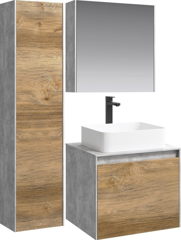 Мебель для ванной комнаты Aqwella 5 stars Mobi 60 бетон светлый, дуб балтийский