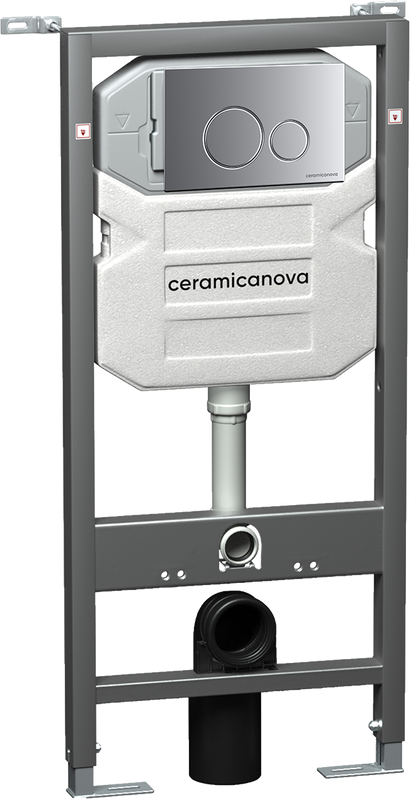 Комплект Унитаз подвесной Ceramicanova Balearica CN6000 безободковый, с микролифтом + Инсталляция Envision CN1001M + Кнопка Round, матовый хром