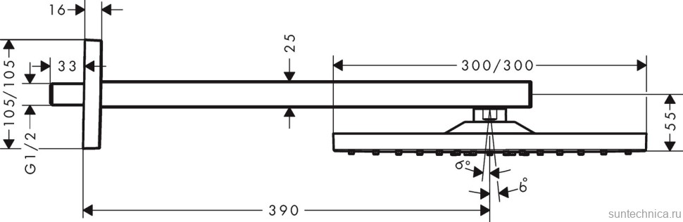 Верхний душ Hansgrohe Raindance E 300 1jet 26238140 матовая бронза