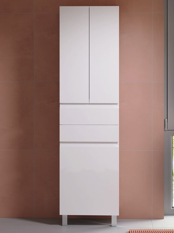 Шкаф-пенал для ванной Alavann Univers 50 подвесной, с ножками, белый