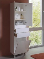 Шкаф-пенал для ванной Alavann Univers 50 подвесной, с ножками, белый