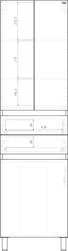 Шкаф-пенал для ванной Alavann Univers 50 подвесной, с ножками, белый