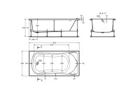 Акриловая ванна Roca BeCool 180x90 см, пристенная, белая, с каркасом, со сливом-переливом