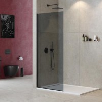 Душевая перегородка Cezares Liberta L-1-TB-90-GR-NERO профиль черный, стекло серое