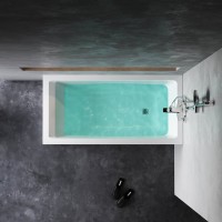 Акриловая ванна AM.PM Gem 140x70 см, пристенная, белая, с каркасом