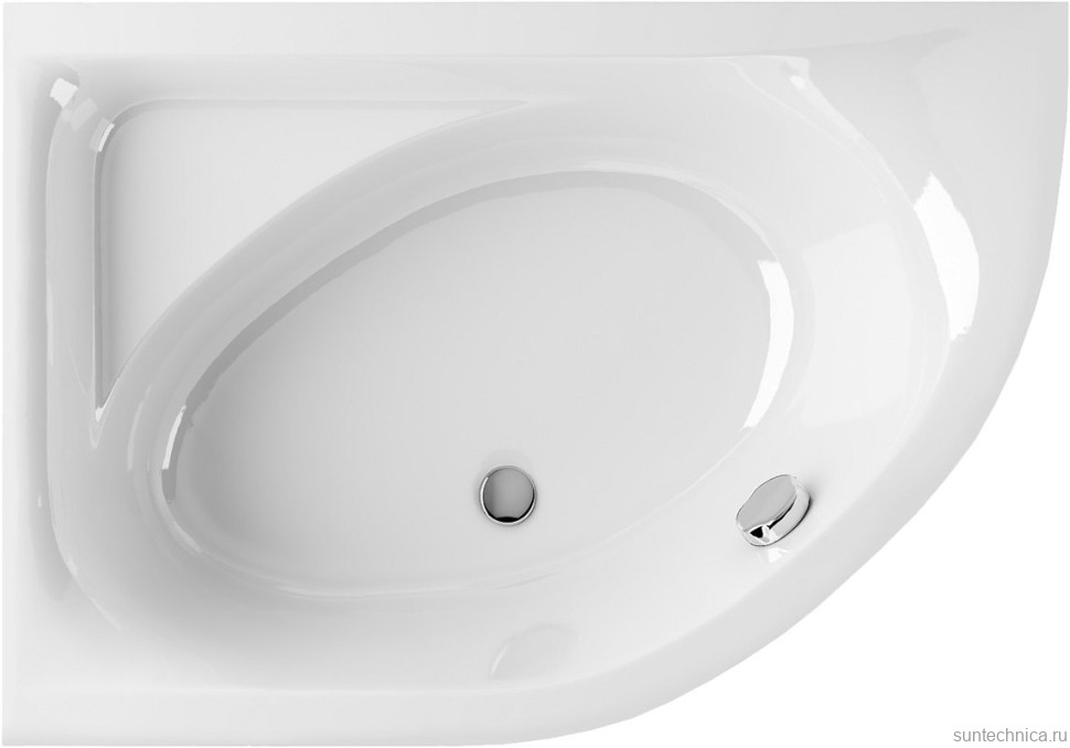 Акриловая ванна Excellent Aquarella L 150x100 см, угловая, левая, пристенная, белая, асимметричная, с каркасом, с сиденьем