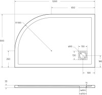 Поддон для душа BelBagno Uno RH L 120х80, белый, с сифоном