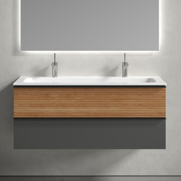 Тумба с раковиной Sancos Delta 120 дуб красный, графит, раковина CN7016