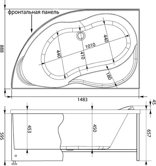 Акриловая ванна Aquanet Graciosa 00205325 L 150x90 см, угловая, левая, пристенная, белая, асимметричная, с каркасом