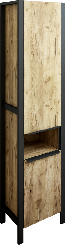 Шкаф пенал для ванной Sanflor Гард 45 напольный, дуб крафт золотой, черный