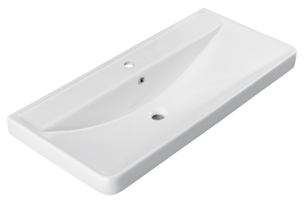 Мебельная раковина Aquanet Ирис 105 накладная, глянцевая белая, прямоугольная, фаянс