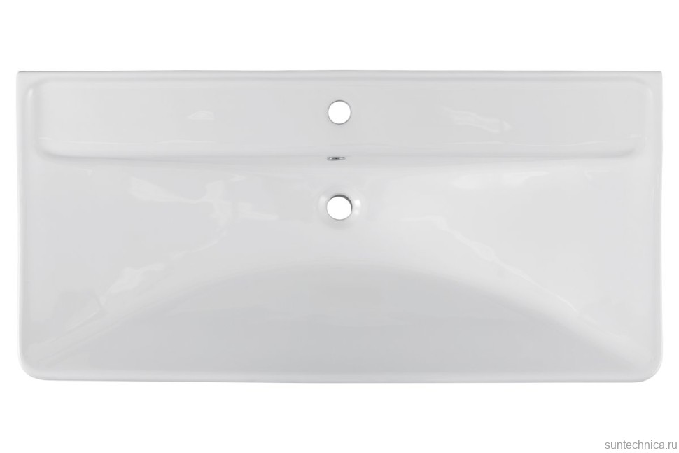 Мебельная раковина Aquanet Ирис 105 накладная, глянцевая белая, прямоугольная, фаянс