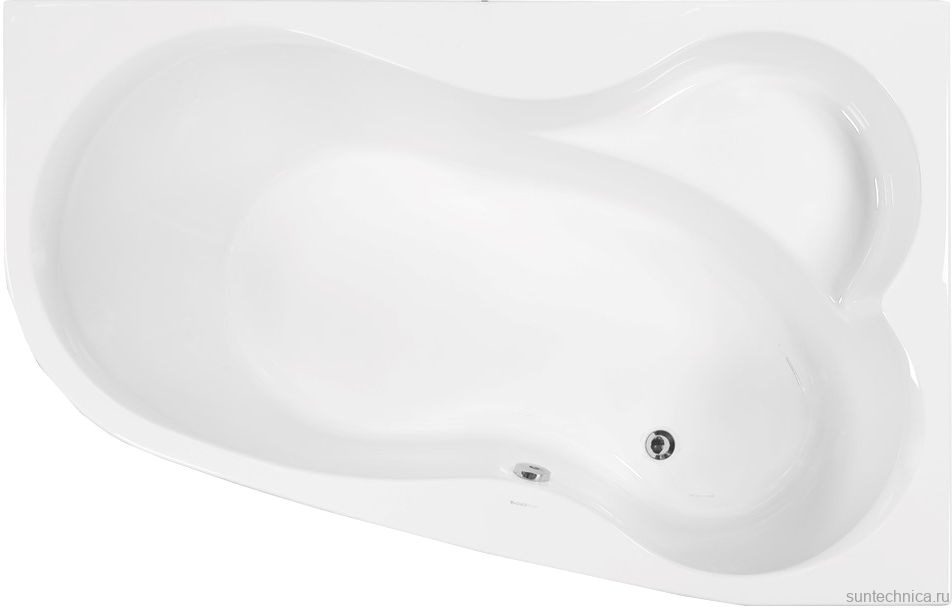 Акриловая ванна Vagnerplast Melite R 160x105 см, угловая, правая, пристенная, белая, асимметричная, с каркасом, с сиденьем