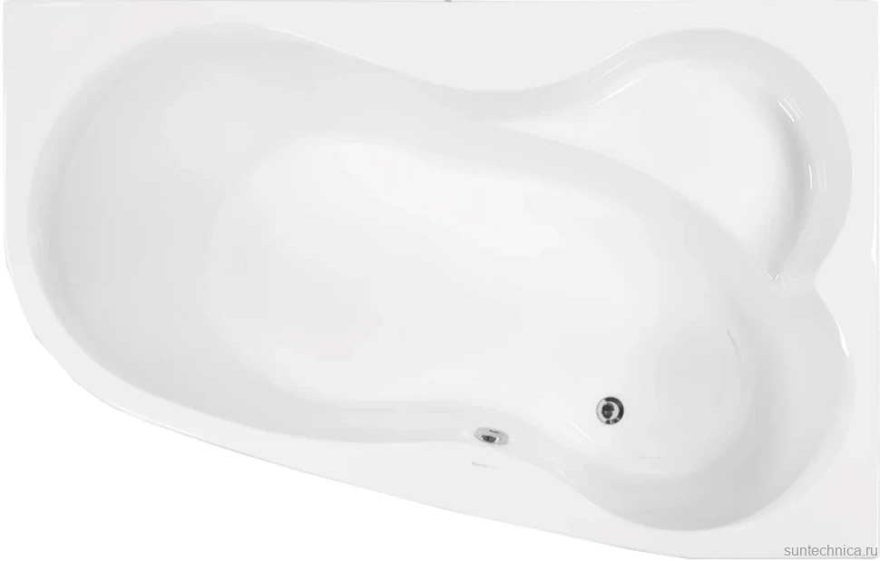 Акриловая ванна Vagnerplast Melite R 160x105 см, угловая, правая, пристенная, белая, асимметричная, с каркасом, с сиденьем