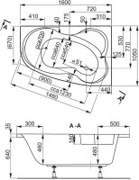 Акриловая ванна Vagnerplast Melite R 160x105 см, угловая, правая, пристенная, белая, асимметричная, с каркасом, с сиденьем