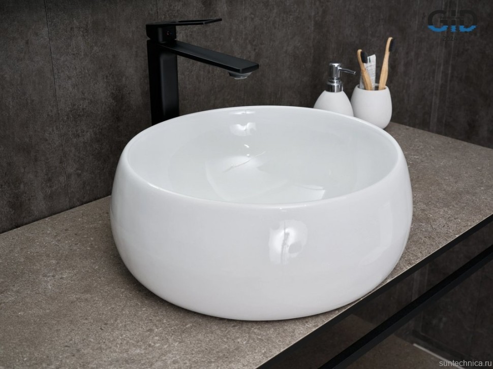 Накладная раковина GID Esfera N9140 40 глянцевая белая, круглая, фаянс