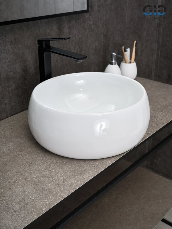 Накладная раковина GID Esfera N9140 40 глянцевая белая, круглая, фаянс