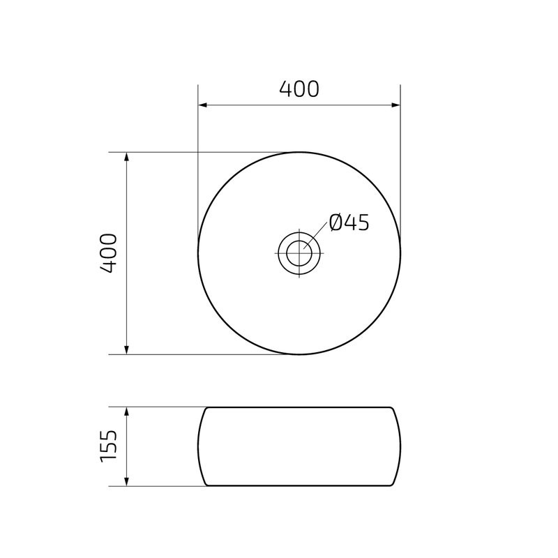 Накладная раковина GID Esfera N9140 40 глянцевая белая, круглая, фаянс