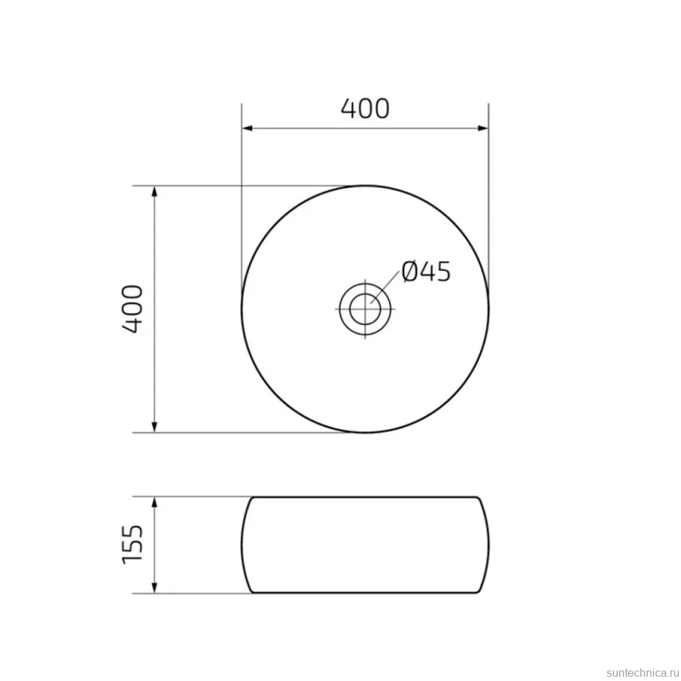 Накладная раковина GID Esfera N9140 40 глянцевая белая, круглая, фаянс