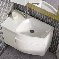 Тумба под раковину без столешницы Belux Токио 80 R подвесная, белая глянцевая