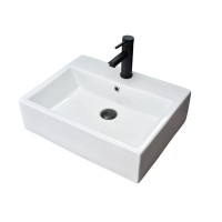 Накладная раковина GID Geometrico N9153 53 глянцевая белая, прямоугольная, фаянс, с 1 отверстием под смеситель