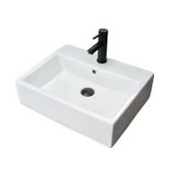 Накладная раковина GID Geometrico N9153 53 глянцевая белая, прямоугольная, фаянс, с 1 отверстием под смеситель