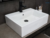 Накладная раковина GID Geometrico N9153 53 глянцевая белая, прямоугольная, фаянс, с 1 отверстием под смеситель