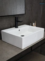 Накладная раковина GID Geometrico N9153 53 глянцевая белая, прямоугольная, фаянс, с 1 отверстием под смеситель