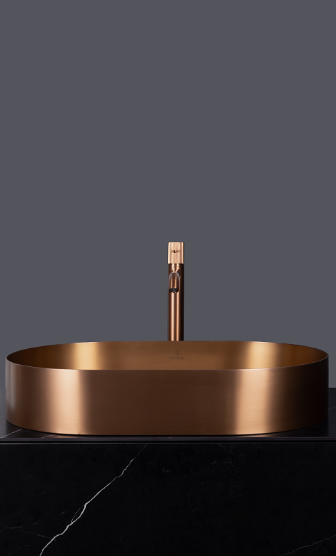 Накладная раковина AltroBagno Eterno 001027 RaSp 59 матовая медь, овальная, нержавеющая сталь