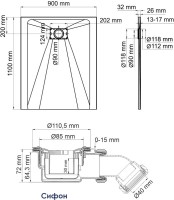 Поддон для душа Wasserkraft Elbe 74T15, 110х90 см