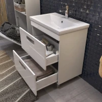 Тумба с раковиной Vigo Plaza 60 2 ящика, белая, раковина Como 60