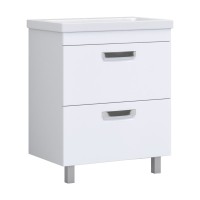 Тумба с раковиной Vigo Plaza 60 2 ящика, белая, раковина Como 60