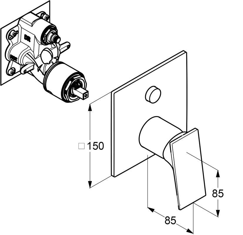 Встраиваемый смеситель для душа и ванны Kludi Decus 54759N075 брашированное золото, с внутренней частью 88022