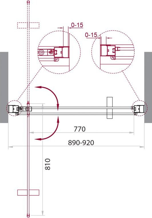 Душевая дверь в нишу BelBagno Marmi B-1-90-C-Cr
