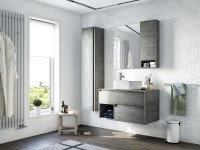 Мебель для ванной комнаты STWORKI Карлстад 90 дуб рошелье, монте тиберио, с отверстием для смесителя в столешнице