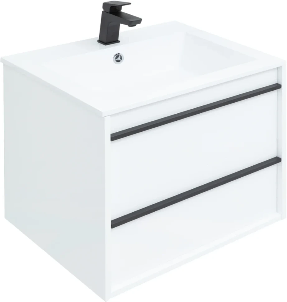Тумба с раковиной Aquanet Lino 60 белый матовый