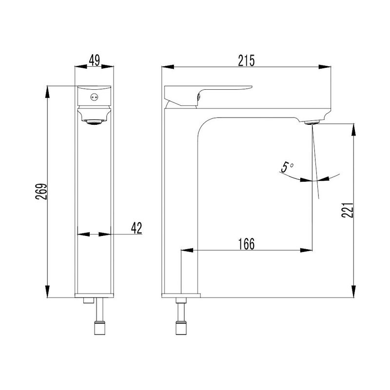 Смеситель для раковины высокий металл Gun Metal, AQUAme Monza AQM6314GM